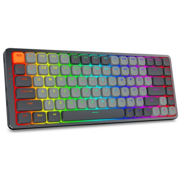  كيبورد ميكانيكي منخفض الارتفاع ريد دراجون  K652GG PRO Azure - اتصال ثلاثي الأوضاع - رمادي 