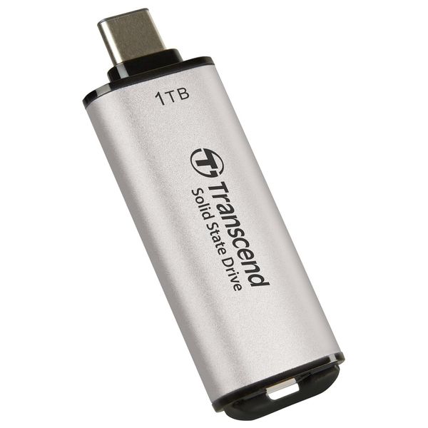  Transcend 1TB External SSD - USB 3.2 Gen2 - Max Sequential Read Up to 1050 MB/s - Silver 