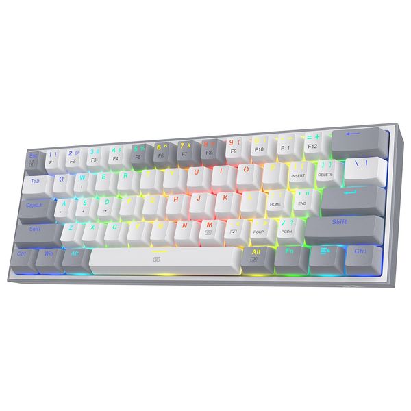 Redragon K617 - Wired Gaming Keyboard - RGB - The key lifespan is long - White
