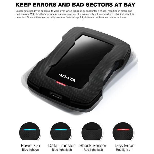  ADATA AHD650-1TU3-CBK -1TB - External HDD Hard Drive - Black 