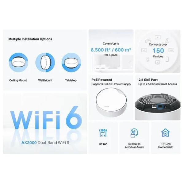  TP-Link Deco X50 poe - WiFi Range Extender - 3 Piece 