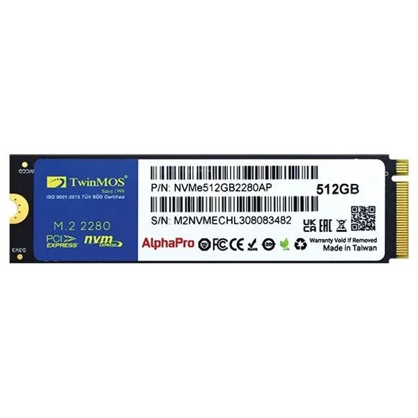  هارد داخلي توينموس اس اس دي - 512 كيابايت- NVMe512GB2280AP - اسود 