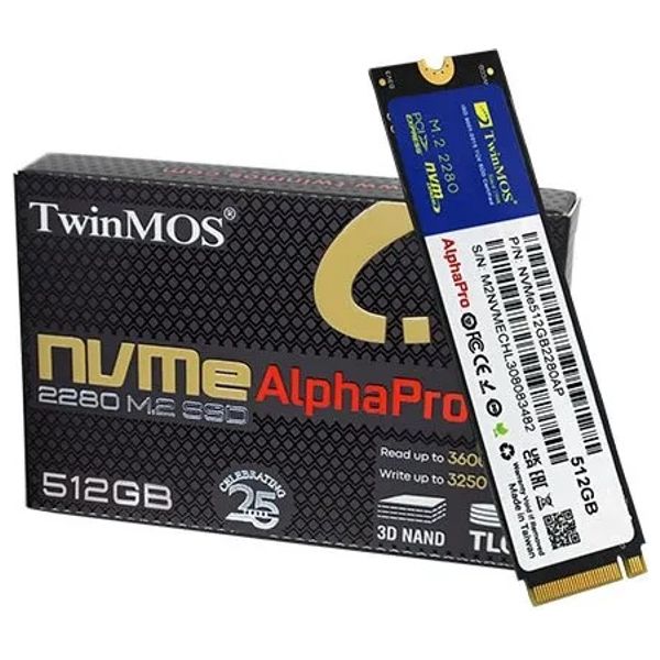  هارد داخلي توينموس اس اس دي - 512 كيابايت- NVMe512GB2280AP - اسود 