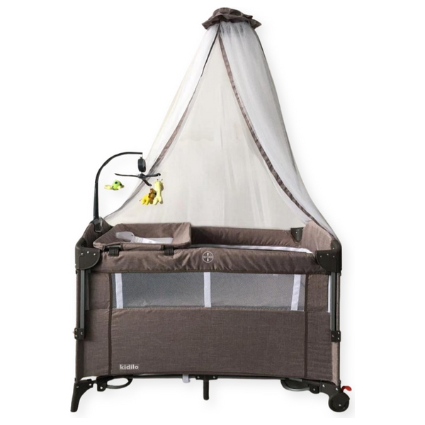 Elryan Kidilo Baby Bed With Mosquito Net Brown