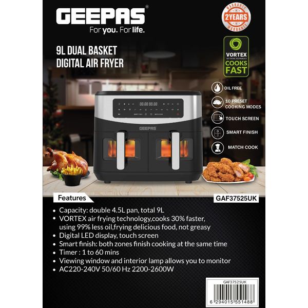  Geepas GAF37525UK - Air Fryer - Black 