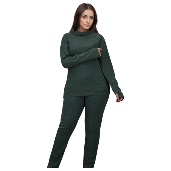  بيجامة نسائية منزلية شتوية من انكي - XXL - اخضر 