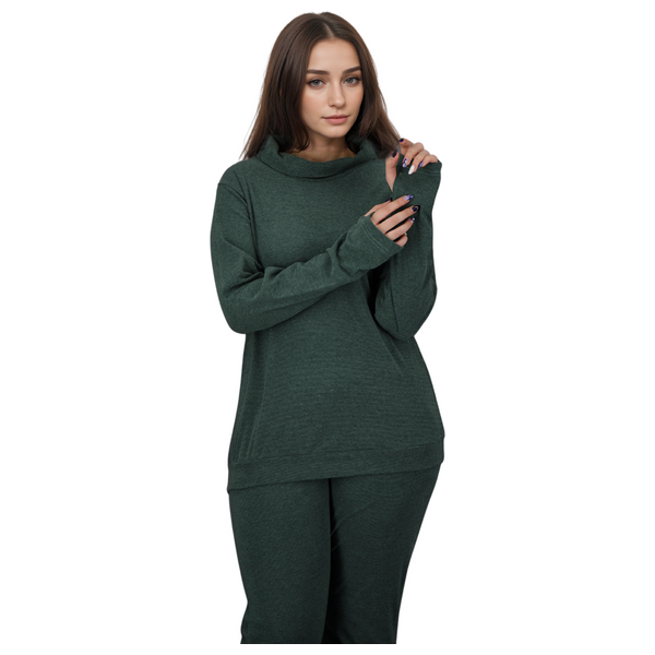  بيجامة نسائية منزلية شتوية من انكي - XXL - اخضر 