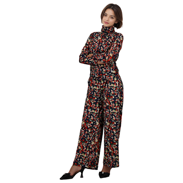 ENKI Women's elegant set with a high neck and wide pants - L