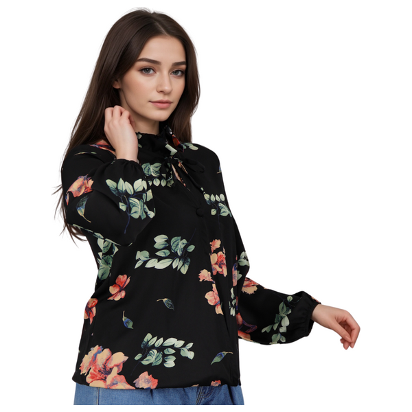 قميص نسائي بأكمام طويلة من انكي - XL