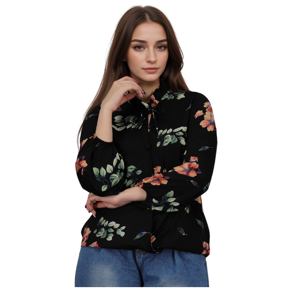 قميص نسائي بأكمام طويلة من انكي - XL