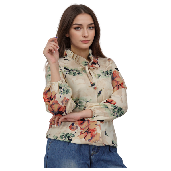 قميص نسائي بأكمام طويلة من انكي - XL