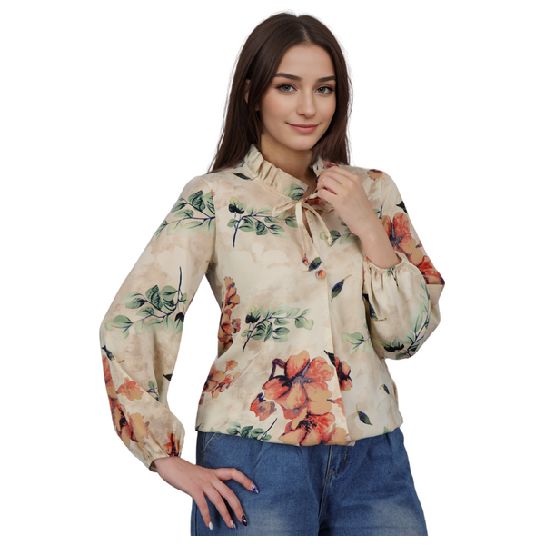 قميص نسائي بأكمام طويلة من انكي - XL
