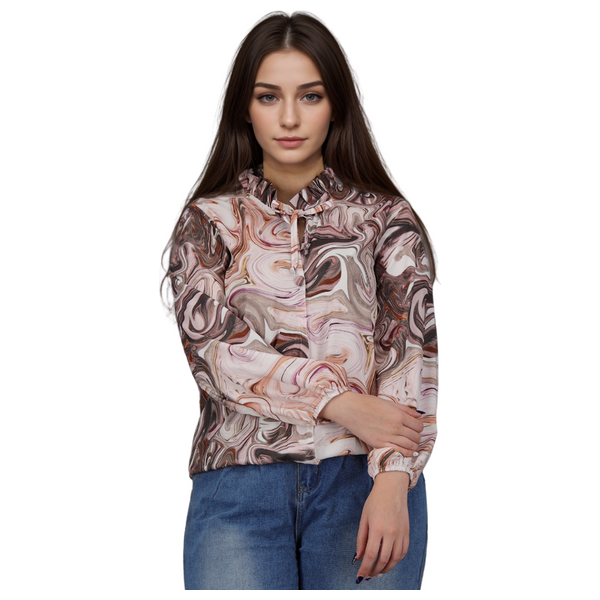قميص نسائي بأكمام طويلة من انكي - XL