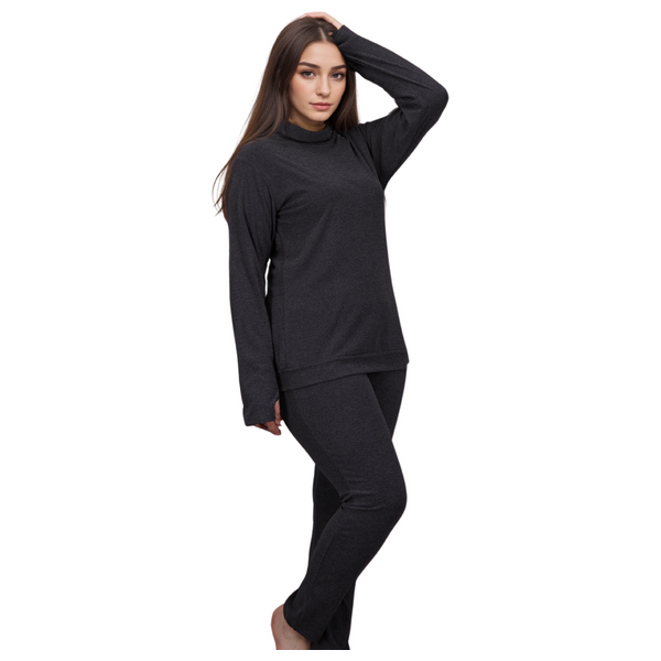 بيجامة نسائية منزلية شتوية من انكي - XL - رمادي