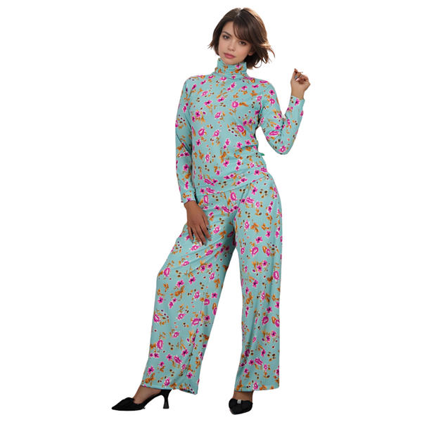 ENKI Women's elegant set with a high neck and wide pants - XXL