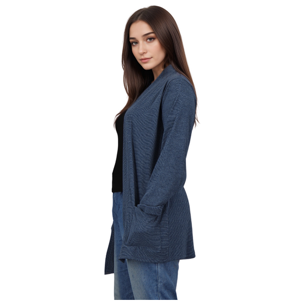  ENKI Women's long jacket made of soft fabric - XL - Blue 