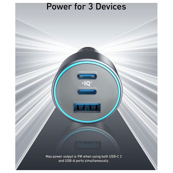  Anker A2731HA1 - Car Charger - 67W - 3 Port - Black 