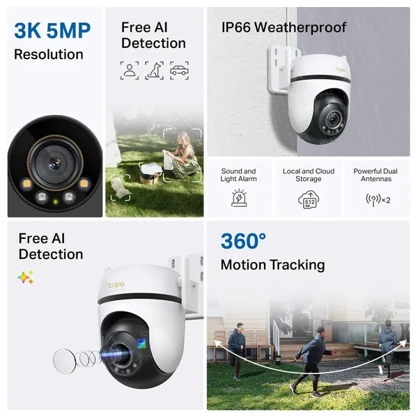  كاميرا مراقبة تابو - C530WS - دقة 3K 5MP - أسود 