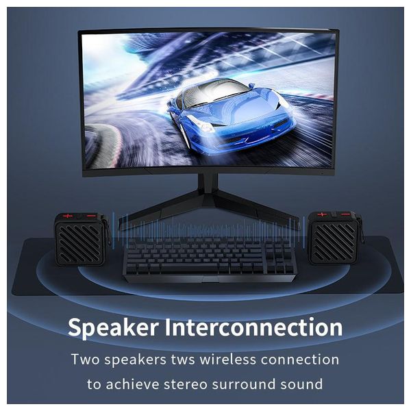 سماعة  بلوتوث ريسي  RSK-W33 - قوة 5 واط - يدعم TF / AUX / USB - حجم صغير وصوت عالي الدقة - اسود