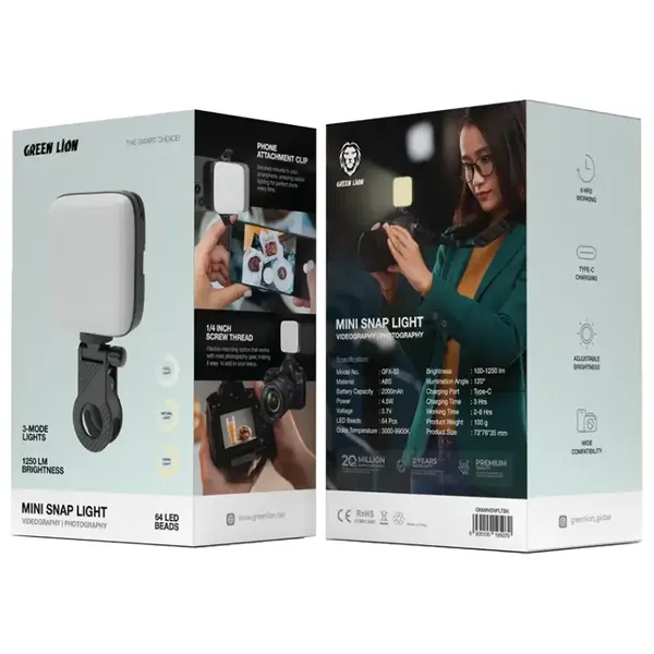 ضوء جرين ليون ميني سناب GFX-32 - إضاءة محمولة للتصوير الفوتوغرافي والفيديو - 64 مصباح LED