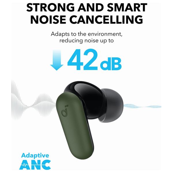 Anker Soundcore R50i NC TWS - Bluetooth Headphone In Ear - Auto Noise Cancelling - 4 Microphones - IP54 Water Resistant - Green