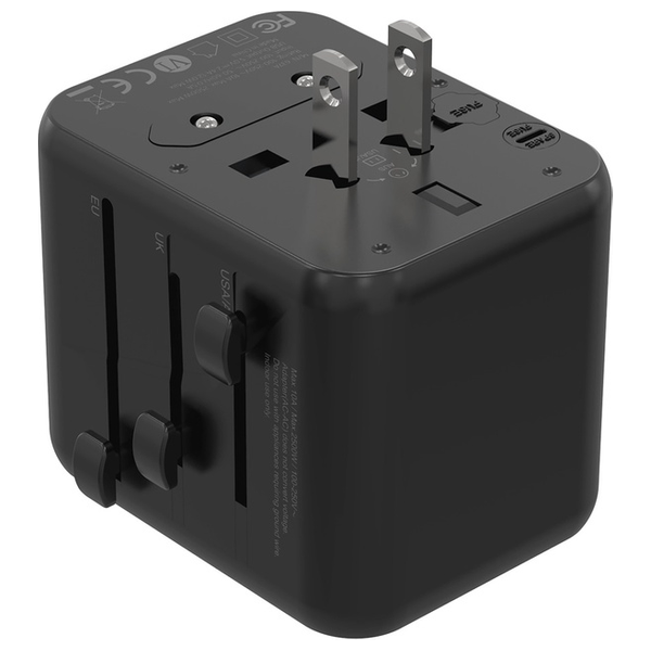 Porodo 12WUTA Fast Travel Adapter - Dual USB-A Ports - Compatible in 150+ Countries - Black