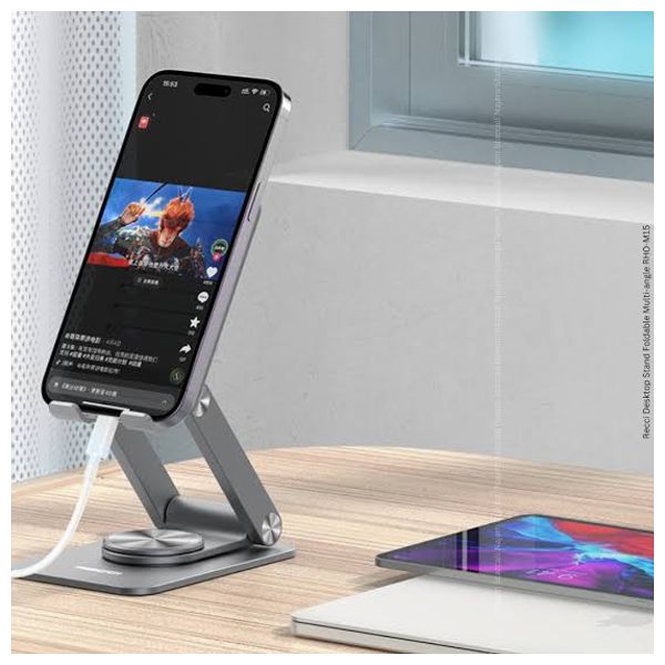  Recci RHO-M15 - Foldable Desktop Phone Stand - Silver 