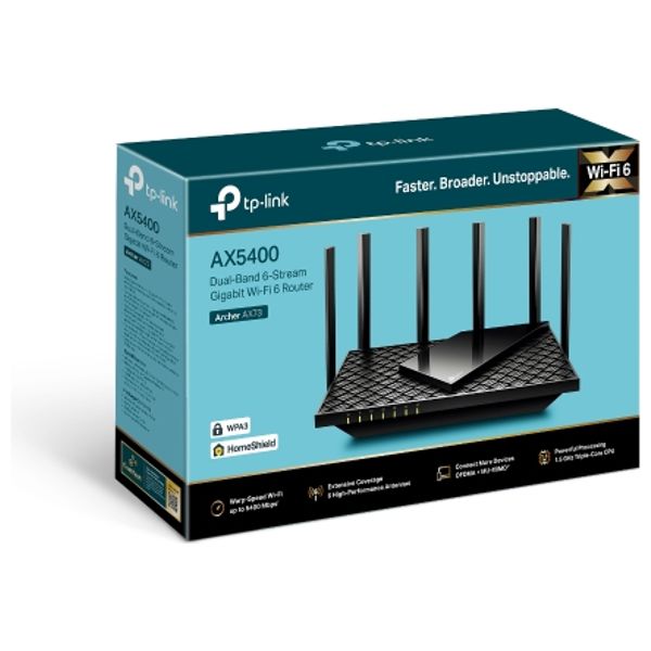  راوتر تي بي-لينك AX73 - واي فاي 6 ثنائي النطاق - 5400 ميجابت/ثانية - 6 تيارات - USB 3.0 
