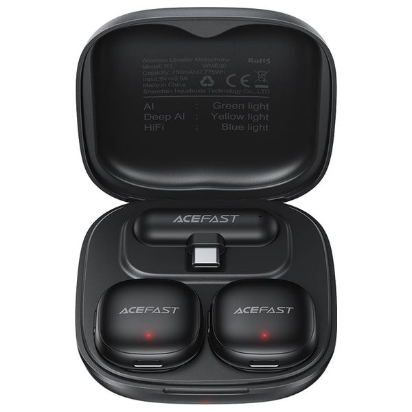  AceFast R1 - Dual Wireless Lavalier Microphone - Black 
