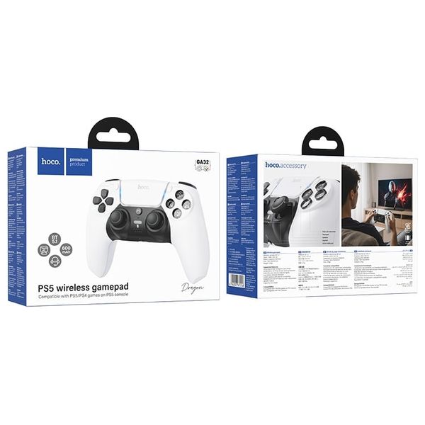  Hoco GA32 Dragon - Wireless Gamepad - PlayStation 5 - White 