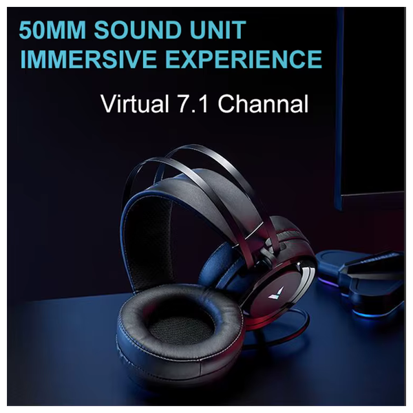 سماعة حول الاذن رابو VH500 - سلكية -  صوت محيطي 7.1 -  مايكروفون ENC لتقليل الضوضاء - اسود