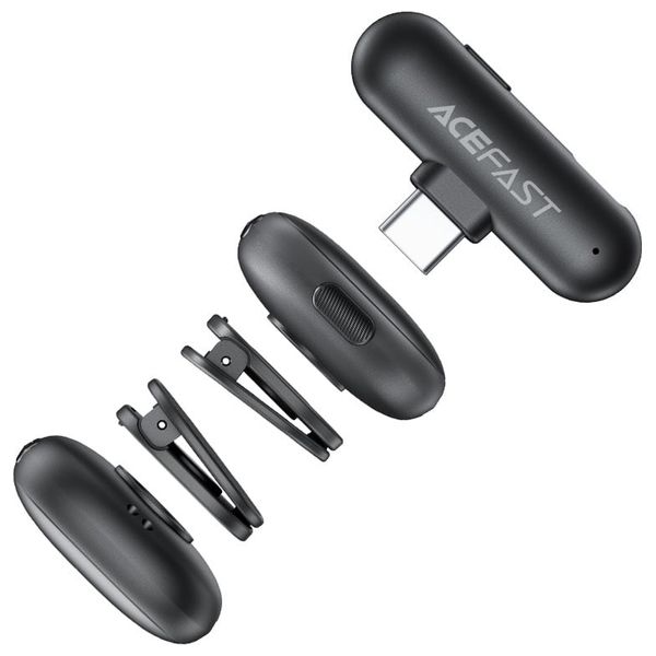  AceFast R1 - Dual Wireless Lavalier Microphone - Black 