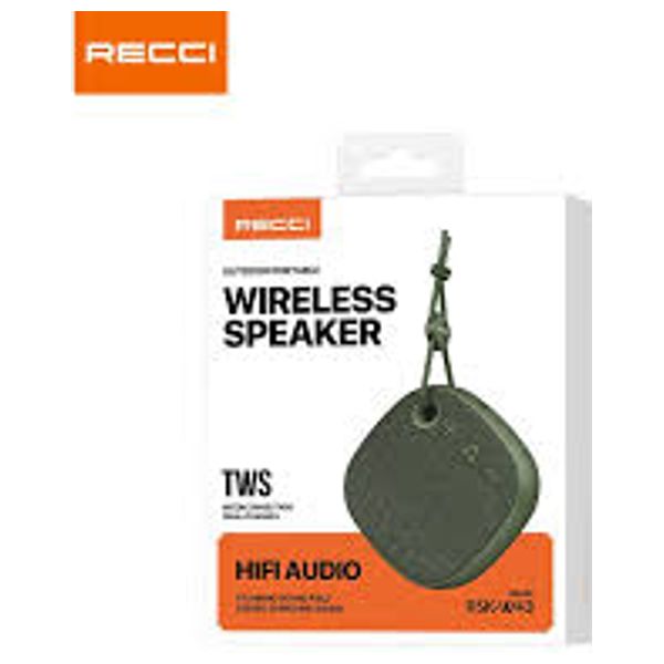 سماعة بلوتوث ريسي RSK-W43 - بقوة 5 واط - بطارية 1200 مللي أمبير - بلوتوث V5.3 - مقاومة للماء والغبار - اخضر