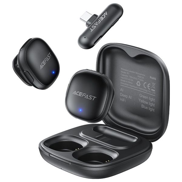  AceFast R1 - Dual Wireless Lavalier Microphone - Black 