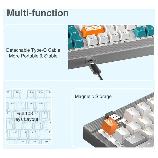AULA F3050 Dual-Mode Mechanical Keyboard - Wired and Wireless - LED Backlight