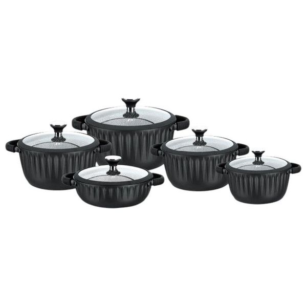 زيو كراون سيريس طقم قدور - 10 قطع - ZCS-8700/5S32 - أسود