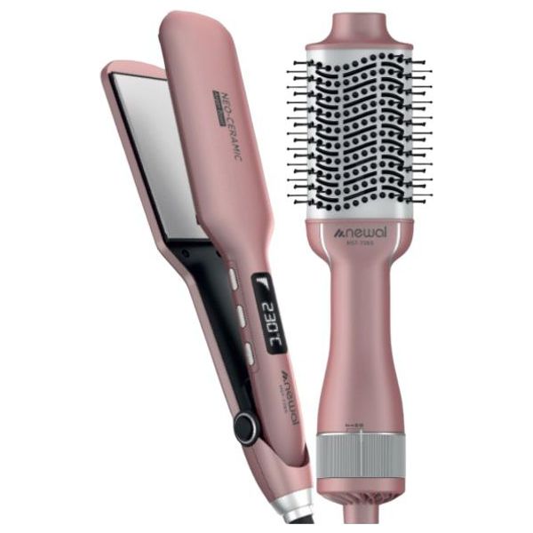  Newal 2 in 1 Hair Styler and Straightener HST7265- Pink 
