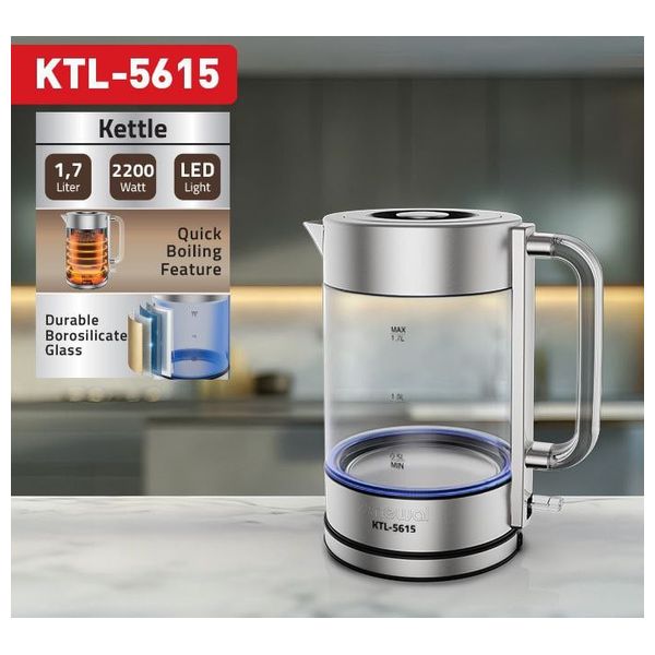  غلاية نوال - 2200 واط - 1.7 لتر - KTL-5615 - ستيل 