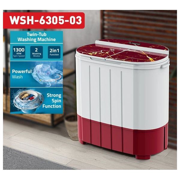  غسالة تحميل علوي نوال  - انفرتر - 5 كغ - 1300 دورة في الدقيقة - WSH-6305-03 - احمر 