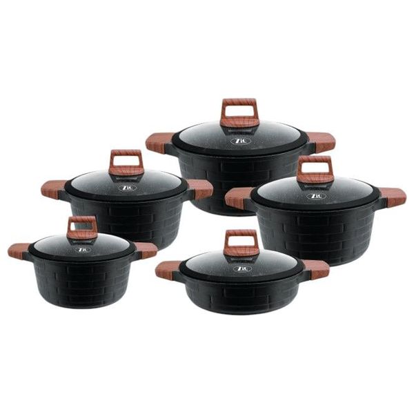  زيو بايراميد بلاك سيريز طقم قدور - 5 قطع - zcs-8530/5s32 - أسود 