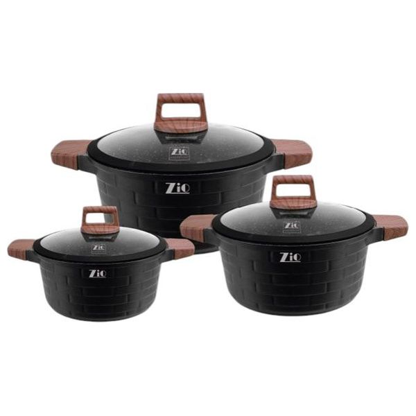  زيو بايراميد بلاك سيريز طقم قدور - 3 قطع - ZCS-8536/S24 - أسود 