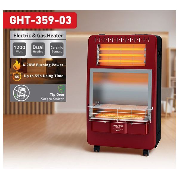 Newal GHT-359-03 – Electric & Gas Heater – Maroon