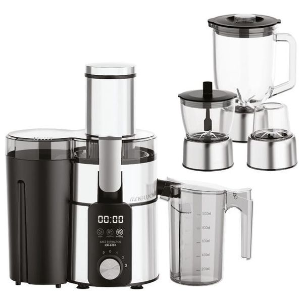  Newal JCR-6197 Steel 4-in-1 Juicer and Blender - Silver 