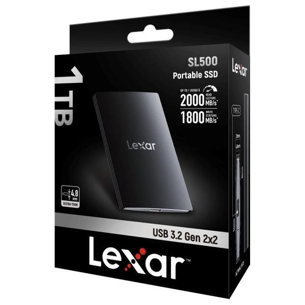 Lexar SL500 Portable SSD – External Solid State Drive – Black