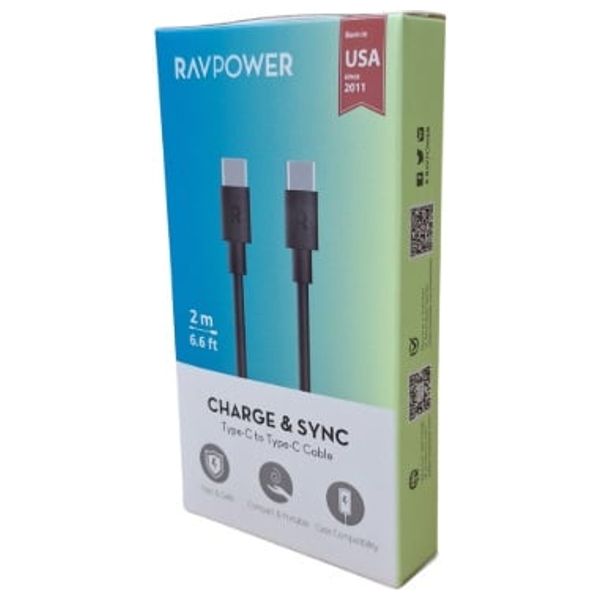  RAVPower - USB-C to USB-C Cable - 2m - 60W - Black 