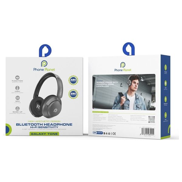  Phone Plant PP-HP05-GY - Over Ear Bluetooth Headphones - 60 Hours Battery Life - Bluetooth 5.3 - Gray 