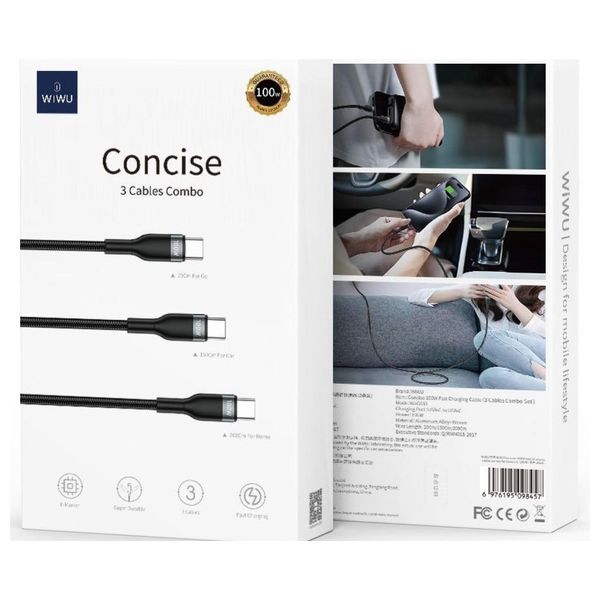  WiWU Cable - 3 Cables - 100W - Black 