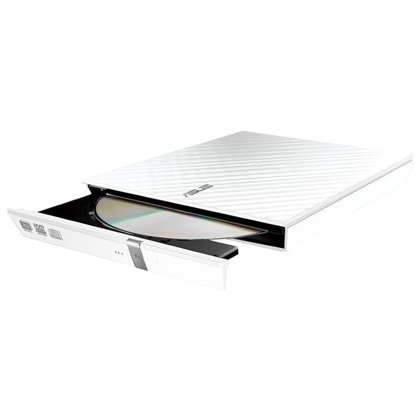  اسوس مشغل أقراص دي في دي خارجي - متوافق مع أنظمة التشغيل ويندوز وماك - SDRW-08D2S-U LITE - أبيض 