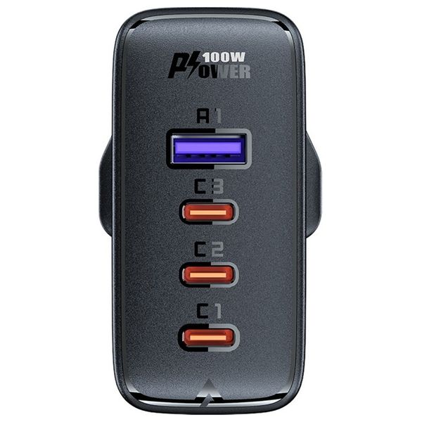 شاحن ايس فاست - A40 - 100 واط - 4 منفذ - اسود