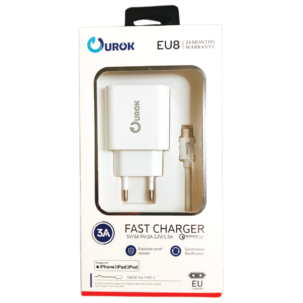  Ourok EU8 - Wall Charger - 3A - 1 Ports - White 